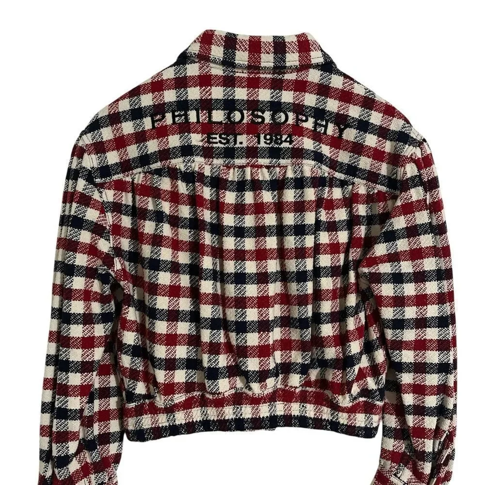 Philosophy di Lorenzo Serafini Red and Black Checkered Kids Blazer
